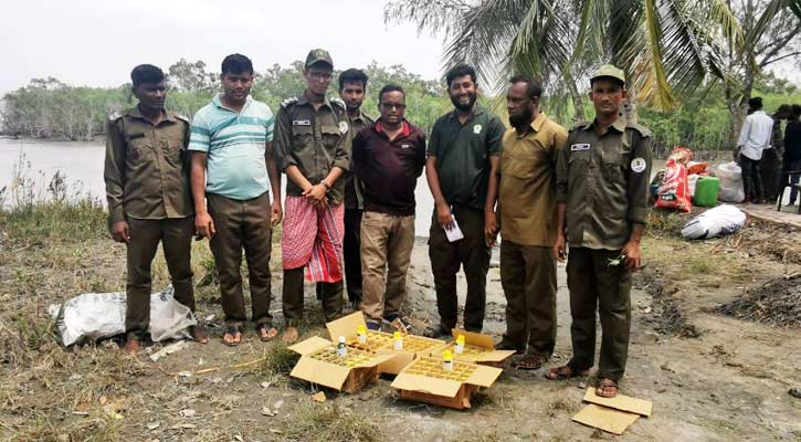 সুন্দরবনে ১২০ বোতল কীটনাশক-জালসহ নৌকা জব্দ