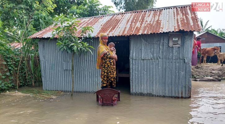 গাইবান্ধায় বেড়েছে নদ-নদীর পানি, দুর্ভোগে লক্ষাধিক মানুষ