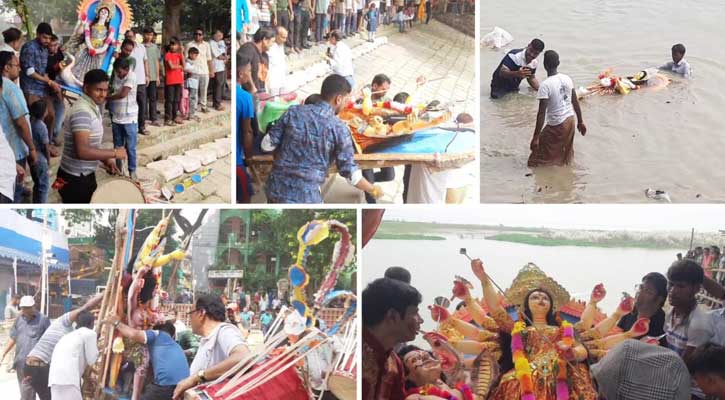 রাজশাহীতে আনন্দ অশ্রুতে চলছে প্রতিমা বিসর্জন